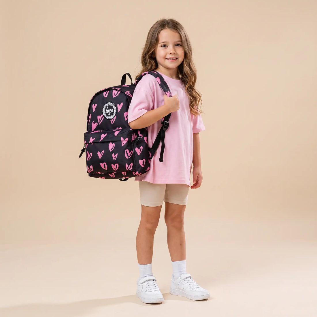 Black Pink Scribble Heart Backpack HYPE