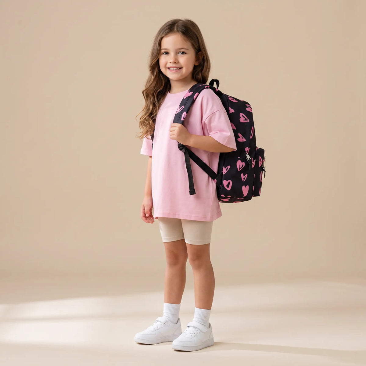Black Pink Scribble Heart Backpack HYPE