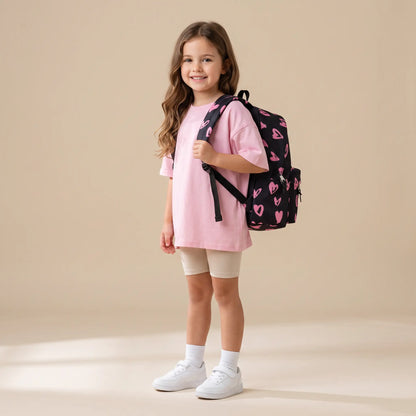 Black Pink Scribble Heart Backpack HYPE