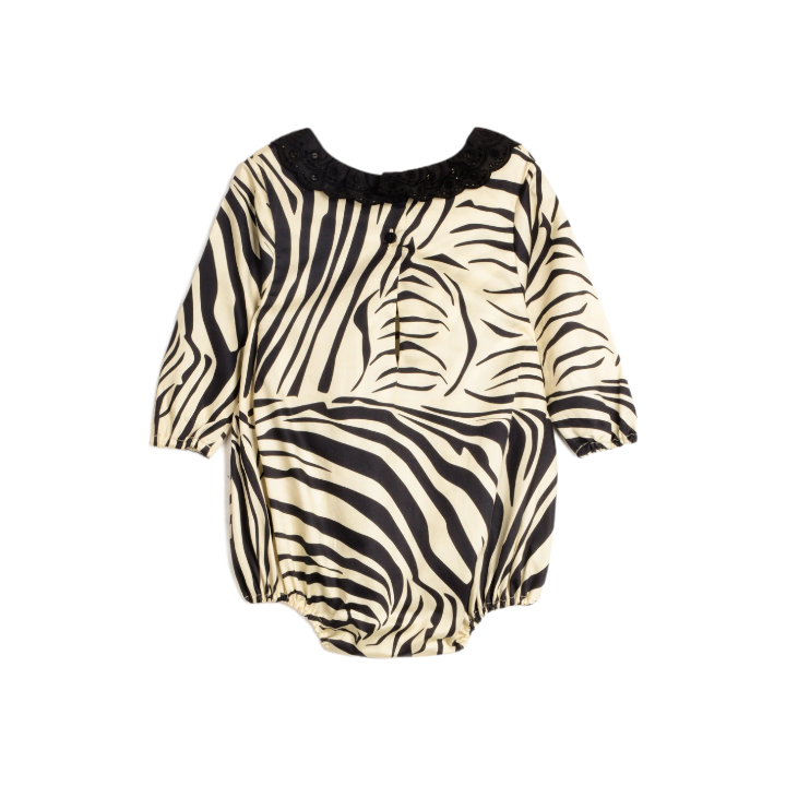 Zebra Black Baby Jumpsuit