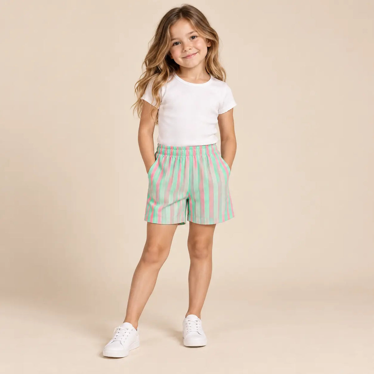 Fluor bermuda - 6Y girl lookbook pose 1