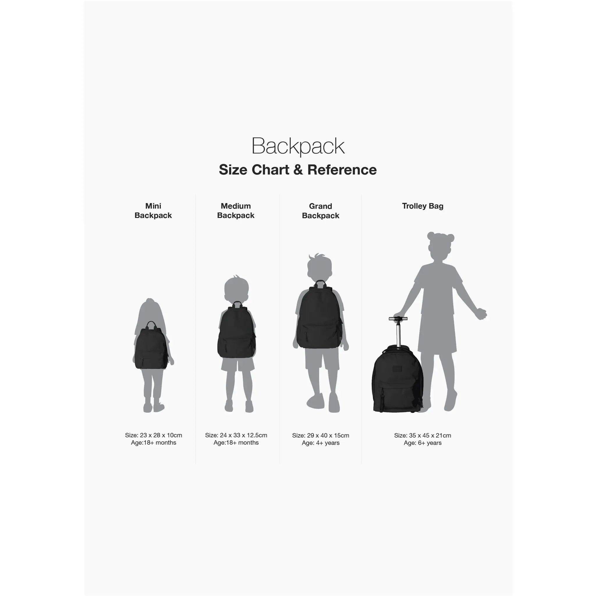 Citron backpack size comparison chart