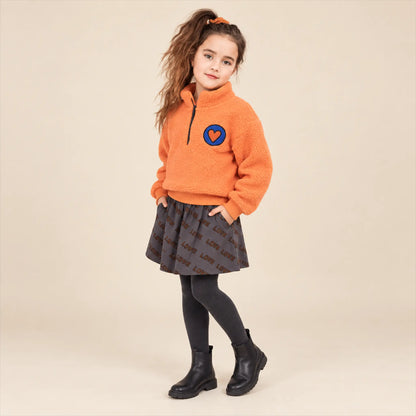 Heart Eyes sweater lookbook, girl size 7-8Y, three-quarter