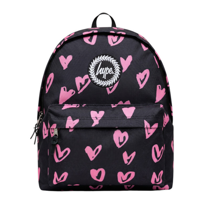 Black Pink Scribble Heart Backpack