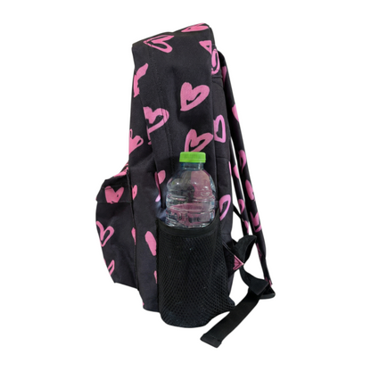 Black Pink Scribble Heart Backpack