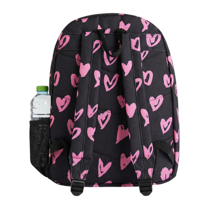Black Pink Scribble Heart Backpack