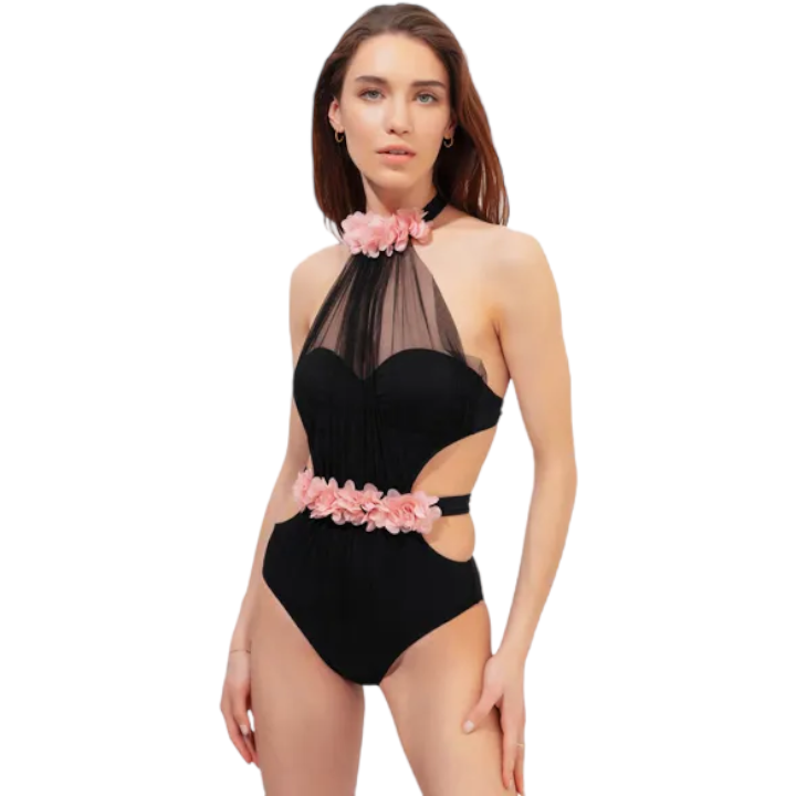 Bendis Womans Swimsuit - Black/Dusty Pink