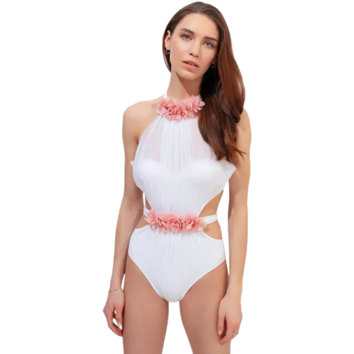 Bendis Womans Swimsuit - White/Dusty Pink