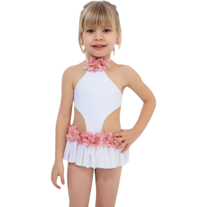 Bendis for kids swimsuit - White/Dusty Pink