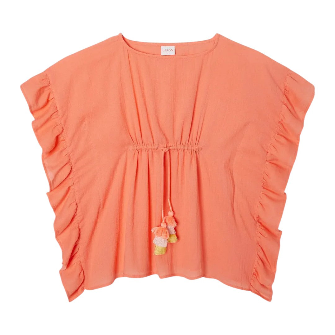 Lea Girls Swim Coverup - Neon Coral