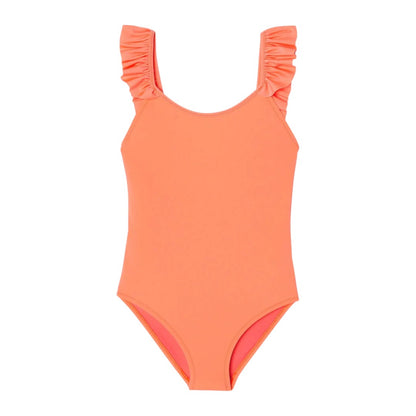 Bora Bora One Piece Swimsuit With Ruffles - Neon Coral