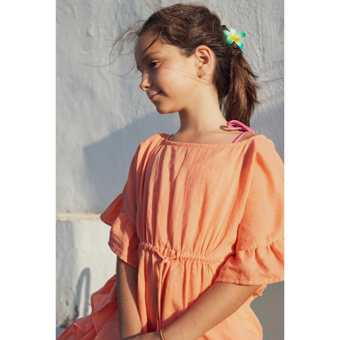 Lea Girls Swim Coverup - Neon Coral