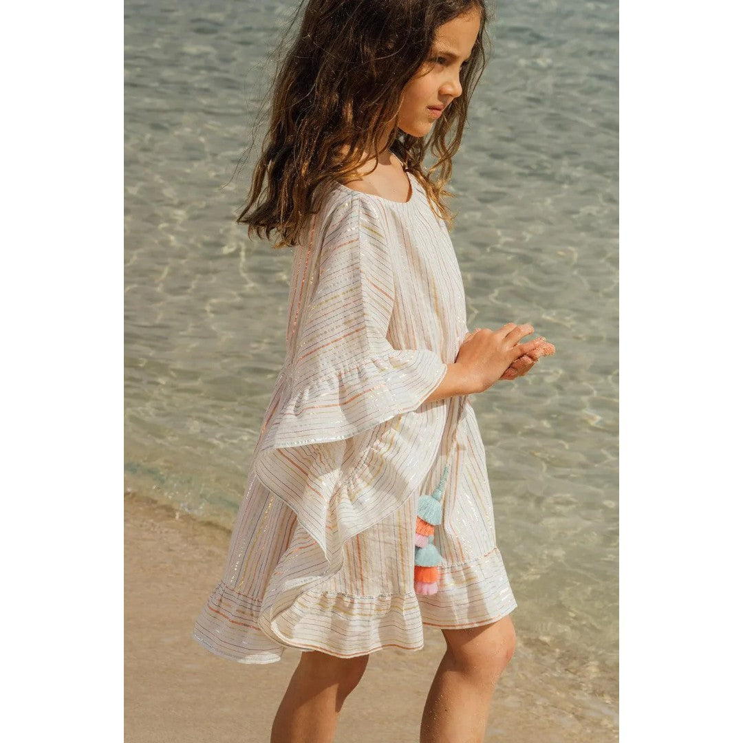 Gold &amp; Pink Stripes Caftan Swim Cover Up