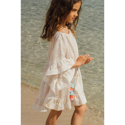 Gold &amp; Pink Stripes Caftan Swim Cover Up
