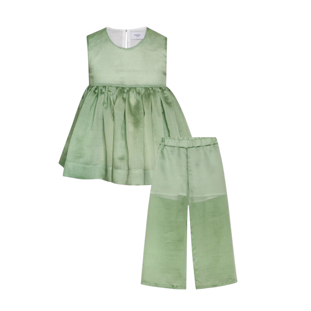 Chiffon Top Cheer & Trousers - Green
