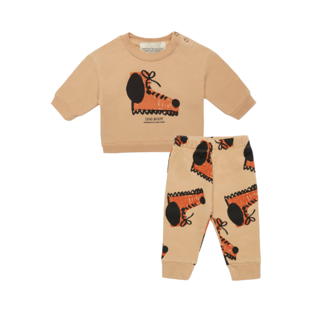 Dog Boots Sweatshirt & legging - Soft brown