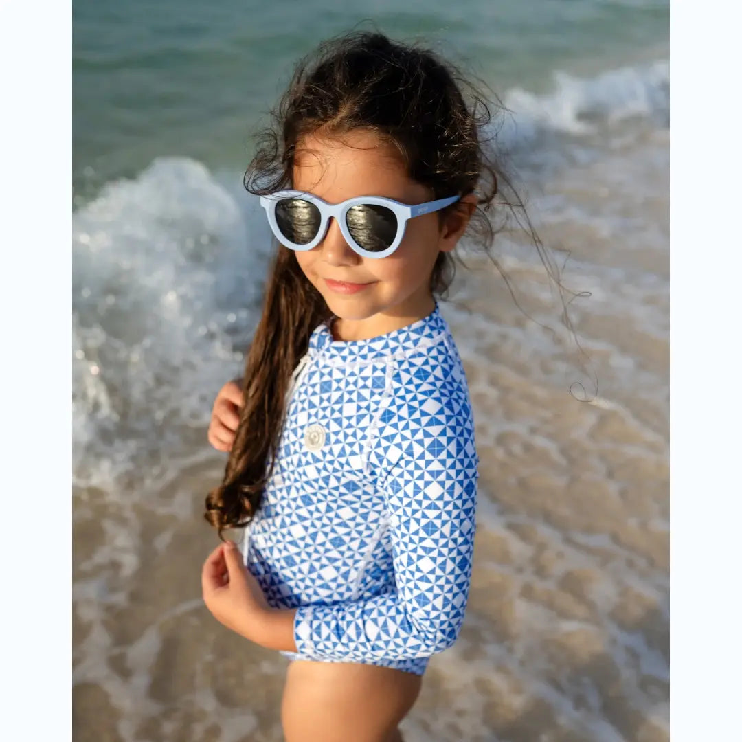Matching Girls UV Swimsuit Set – Mediterranean Tiles BADAWII SWIMWEAR