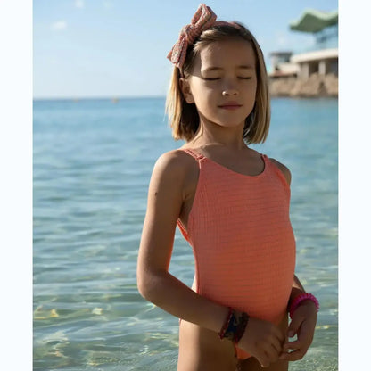 Coral Neon Swimsuit &amp; Wrap Skirt Set Lison Paris