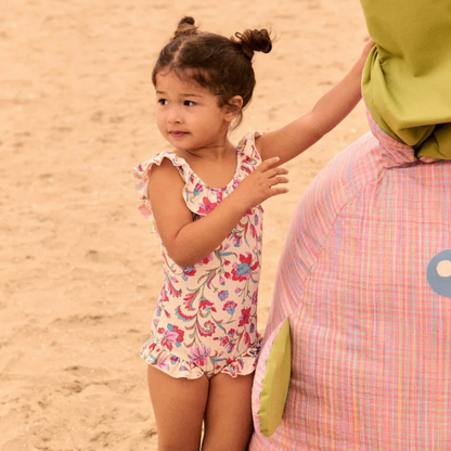 Andrea Cream Floral Haven One-Piece Swimsuit for Girls