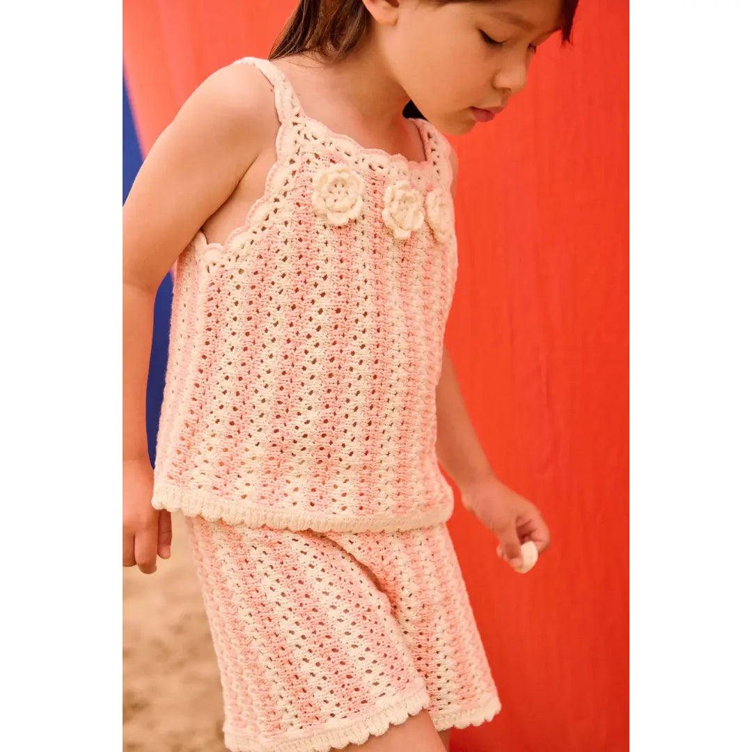 Larya Knit Top &amp; Mekylane Pink Striped Shorts Set for Girls LOUISE MISHA