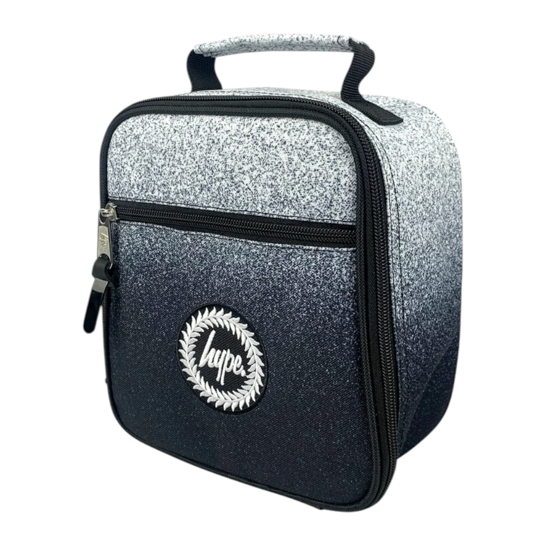 Insulated Lunch Bag Black &amp; White Speckle Fade