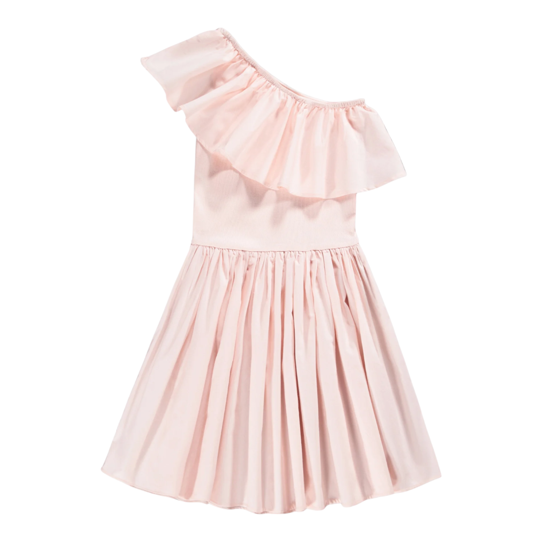 Girls Cloud Pink One-Shoulder Dress