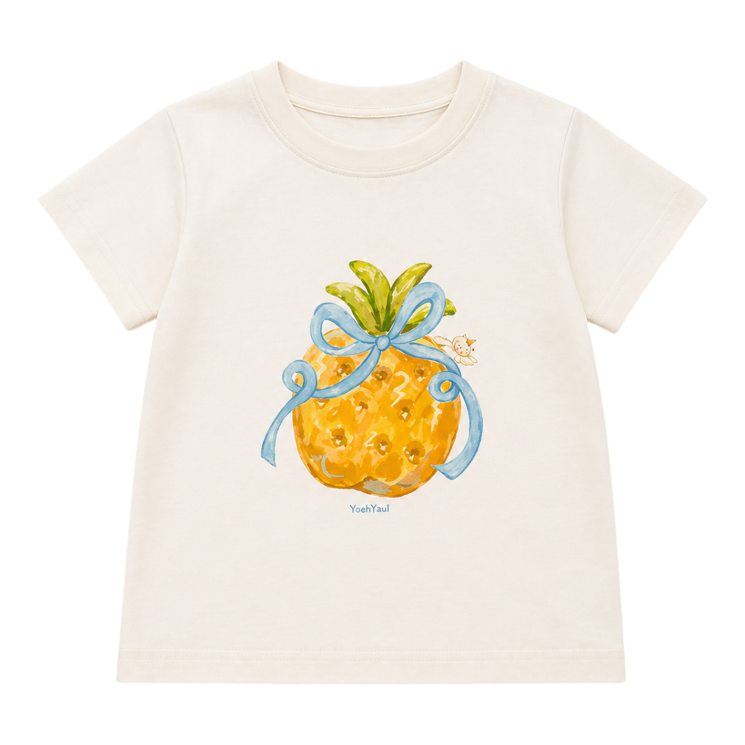 Girls White Pineapple Graphic T-Shirt