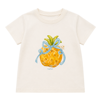 Girls White Pineapple Graphic T-Shirt