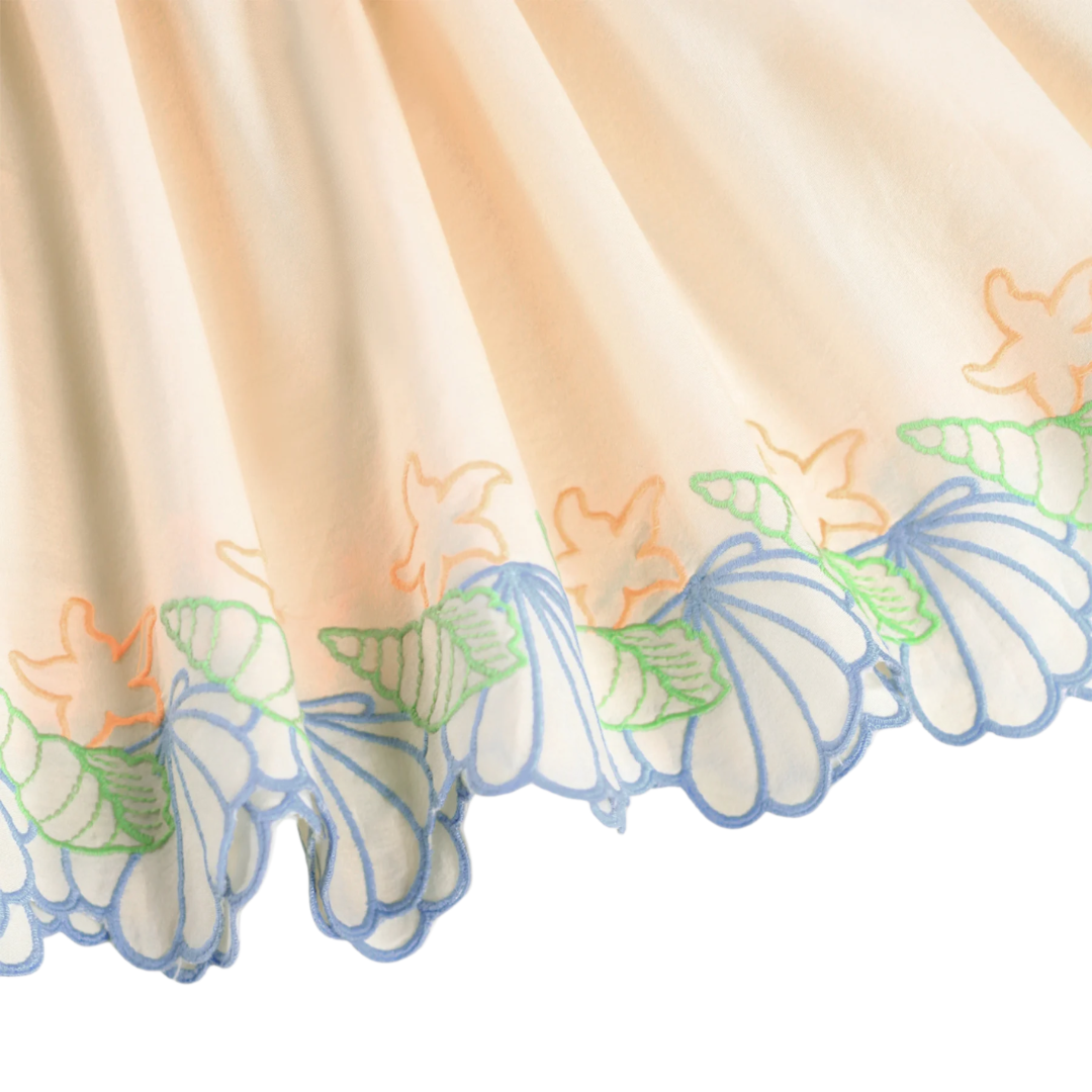 Girls Pearled Ivory One-Shoulder Dress