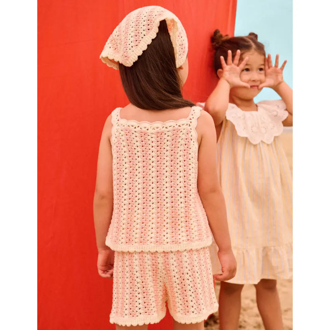 Larya Knit Top &amp; Mekylane Pink Striped Shorts Set for Girls LOUISE MISHA