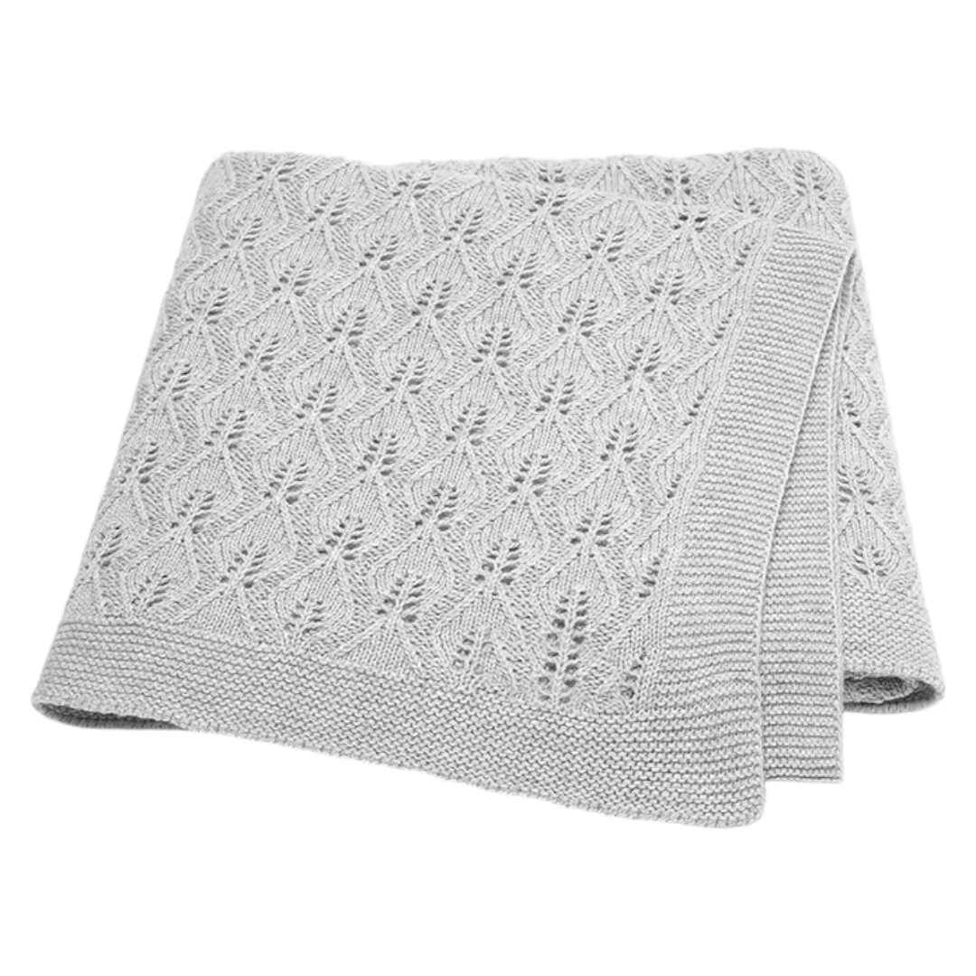 Ayla Knit Baby Blanket - Grey