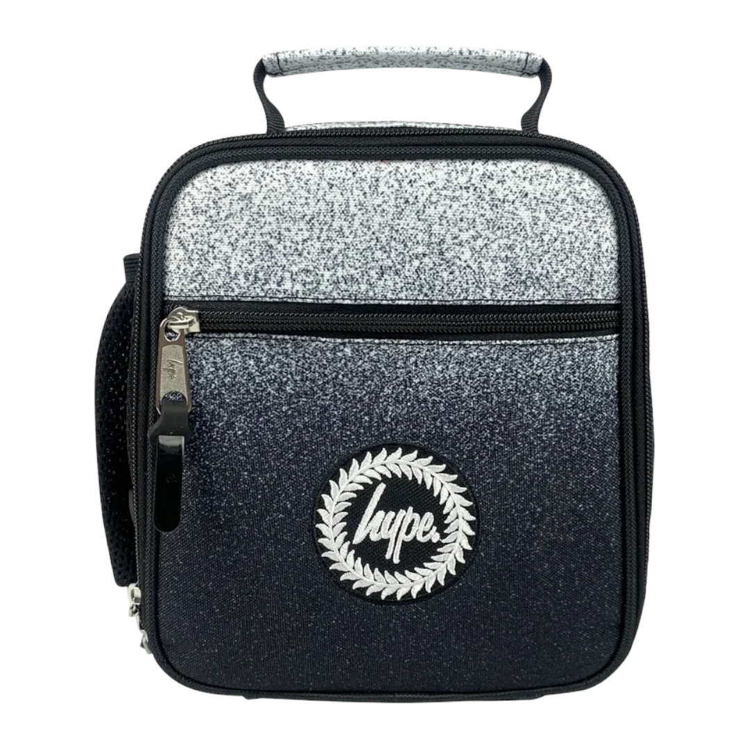 Insulated Lunch Bag Black &amp; White Speckle Fade