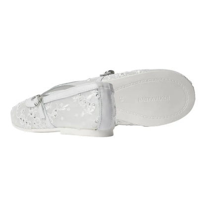 BabyWalker White Lace &amp; Rhinestone Girls Ballerina Shoes BABYWALKER