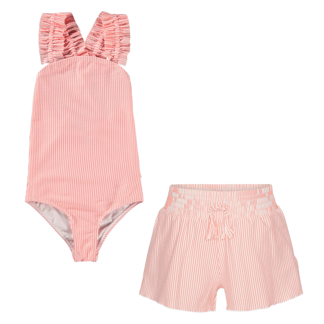 Girls Meadow Stripe Swimsuit &amp; Trunks Set