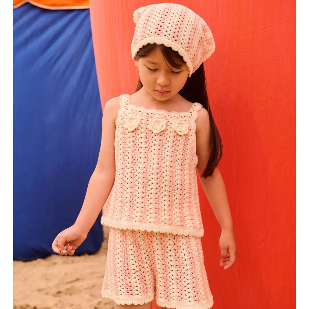 Larya Knit Top &amp; Mekylane Pink Striped Shorts Set for Girls LOUISE MISHA