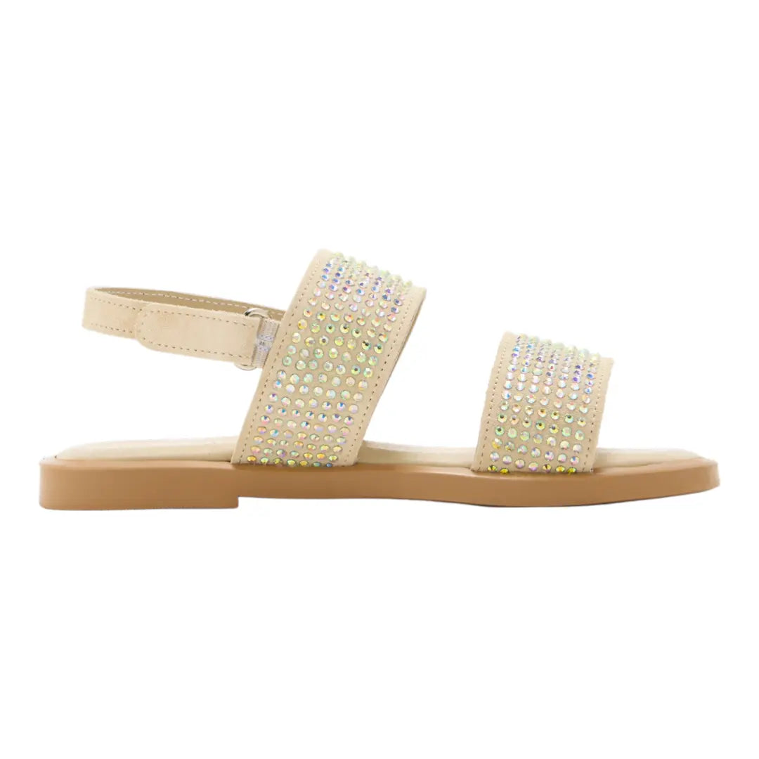 Beige Crystal Embellished Girls Sandals BABYWALKER