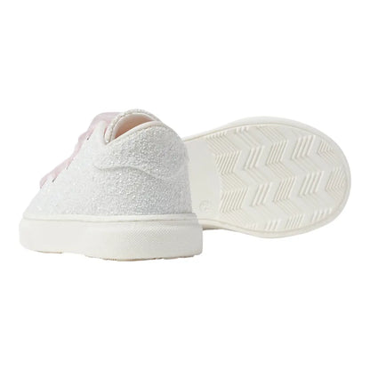 BabyWalker White Glitter Girls Sneakers with Pink Tulle Laces BABYWALKER