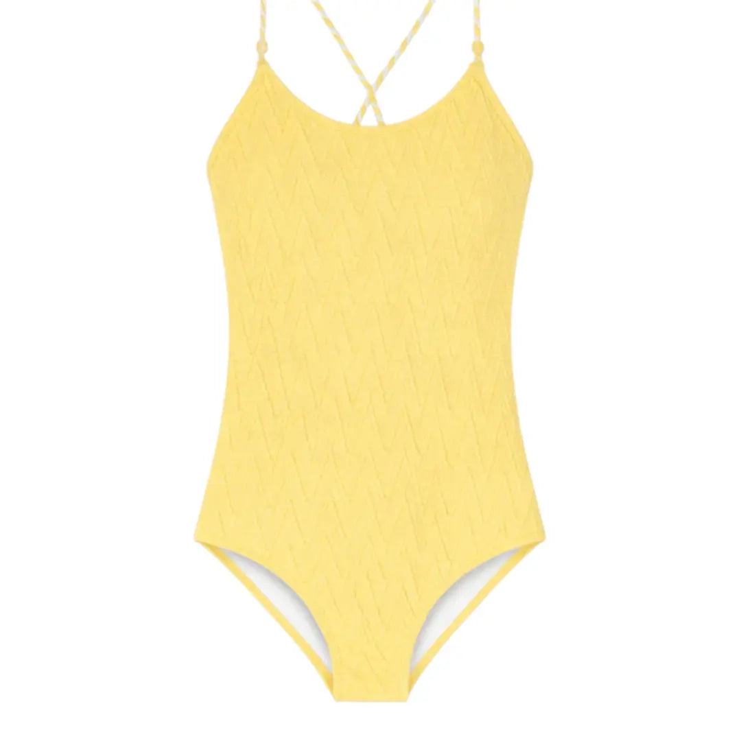 Sunshine Yellow Textured One-Piece Swimsuit Lison Paris