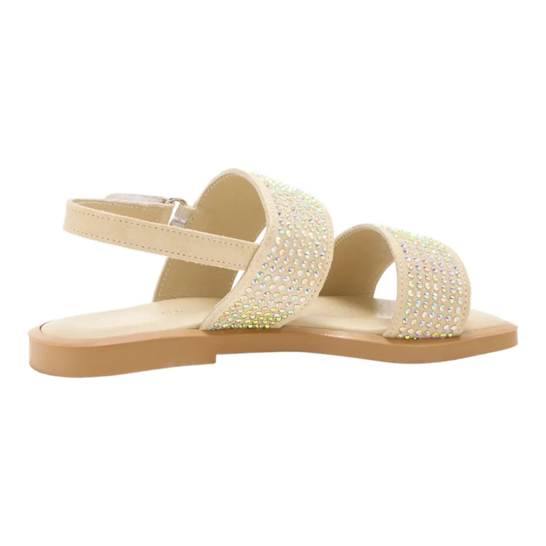 Beige Crystal Embellished Girls Sandals BABYWALKER