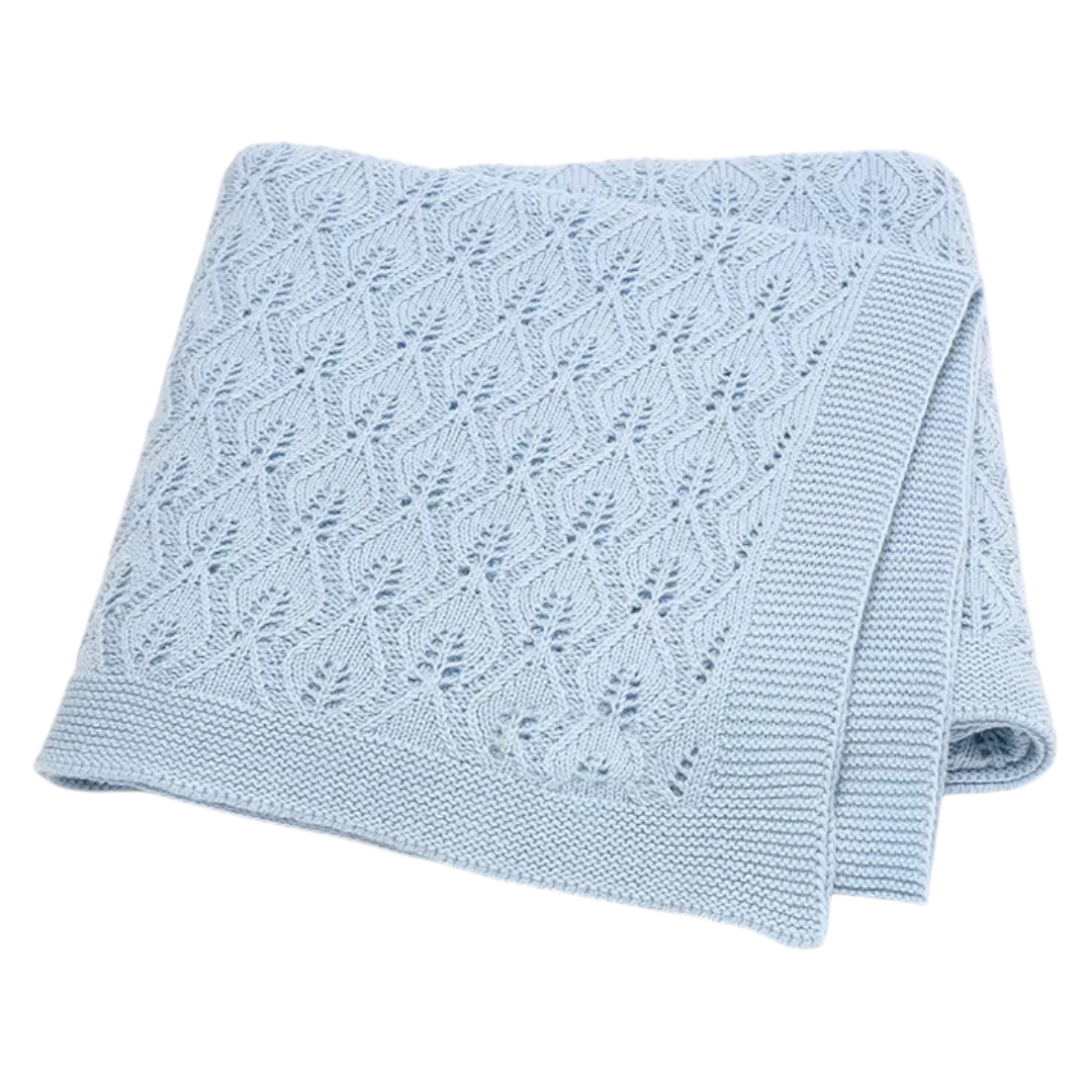 Ayla Knit Baby Blanket - Blue