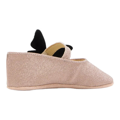 BabyWalker Dusty Pink Glitter Baby Girls Ballerina Shoes with Butterfly BABYWALKER