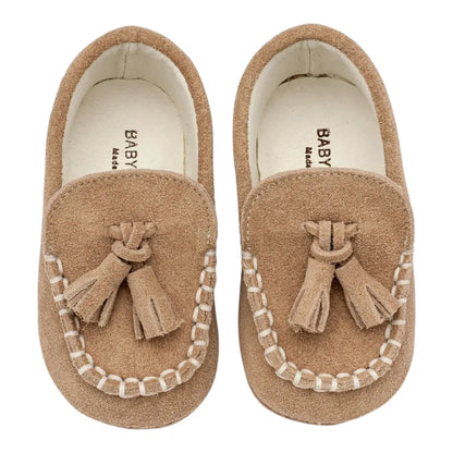 BabyWalker Beige Leather Christening Baby Loafers BABYWALKER