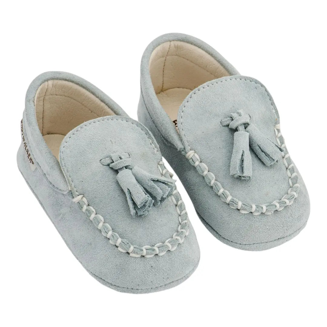 BabyWalker Blue Leather Christening Baby Loafers BABYWALKER