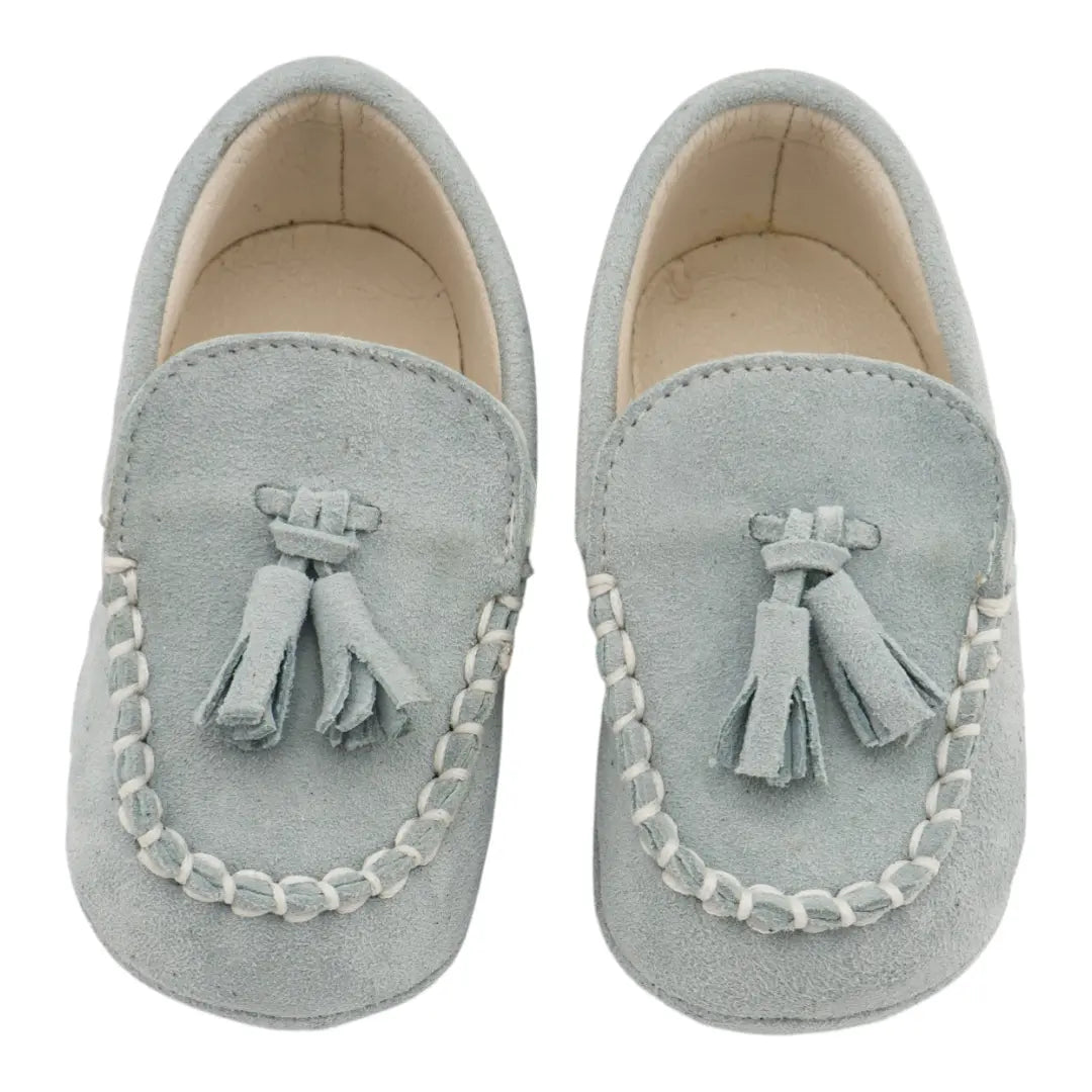 BabyWalker Blue Leather Christening Baby Loafers BABYWALKER