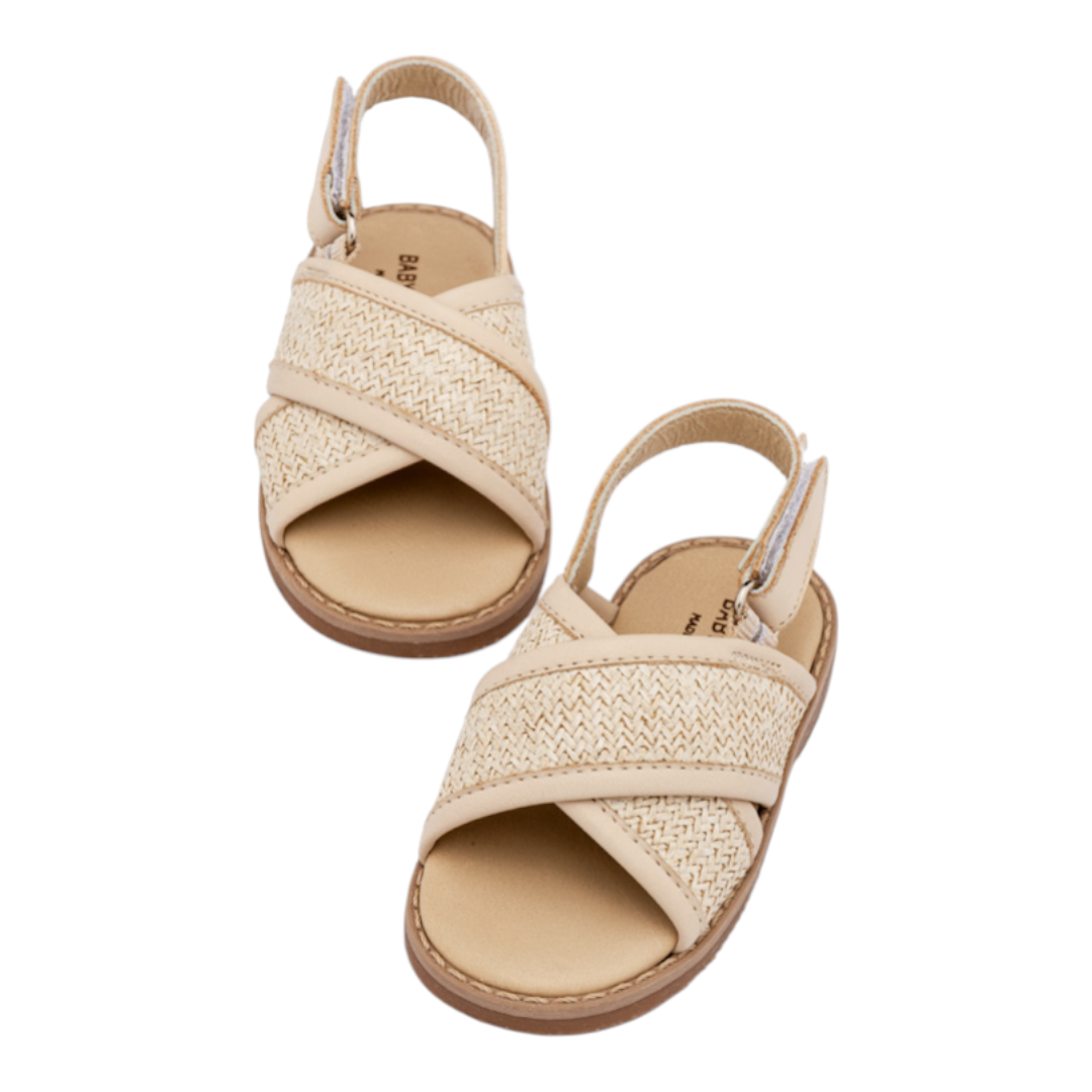 BabyWalker Beige Woven Leather Girls Sandals