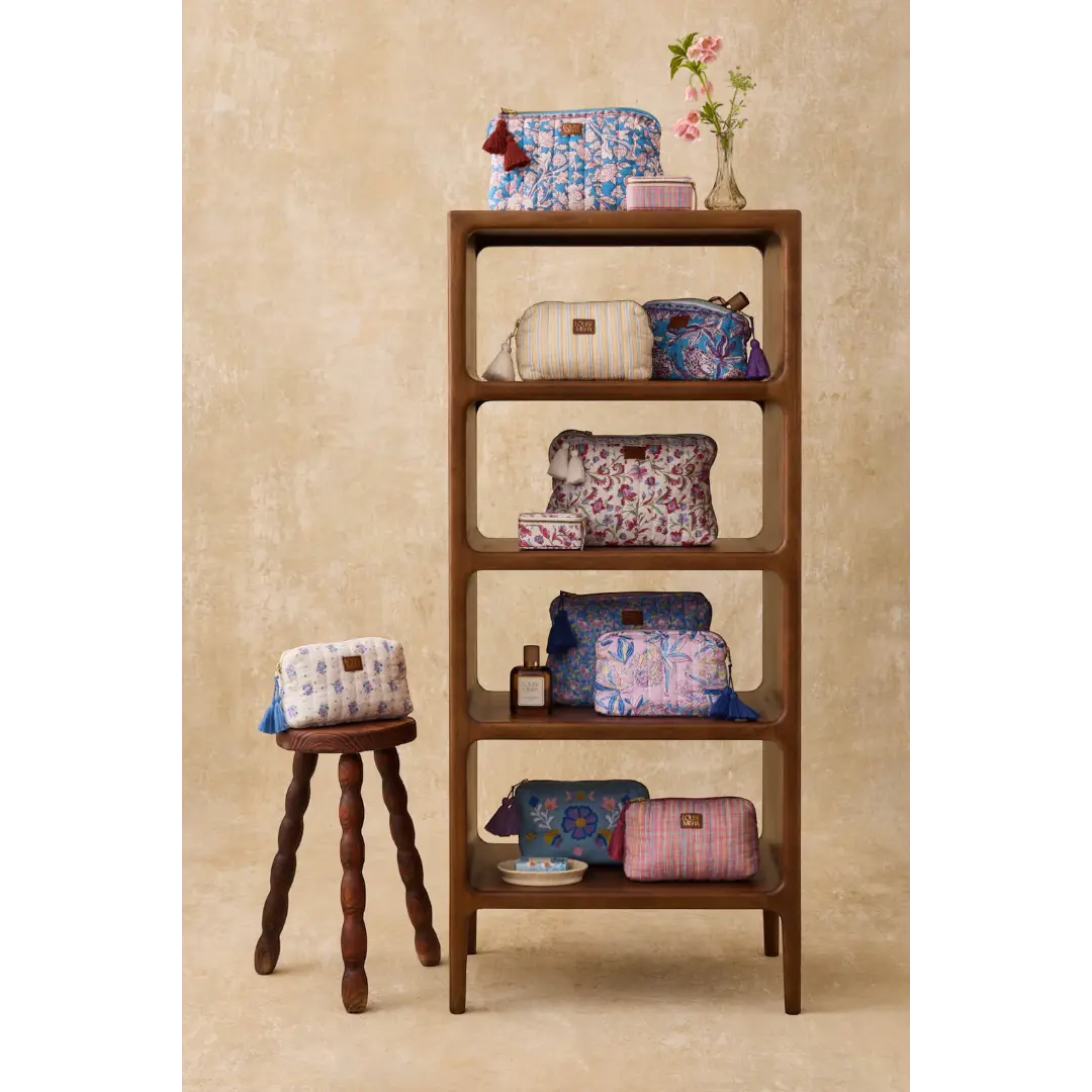 Laety Blue Mountain Avens Quilted Toiletry Bag LOUISE MISHA