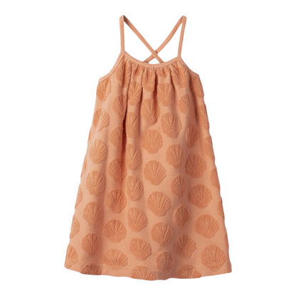 Girls Shell Coral Embossed Terry Dress
