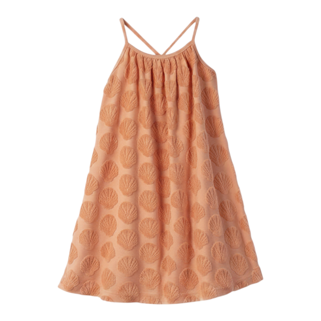 Girls Shell Coral Embossed Terry Dress