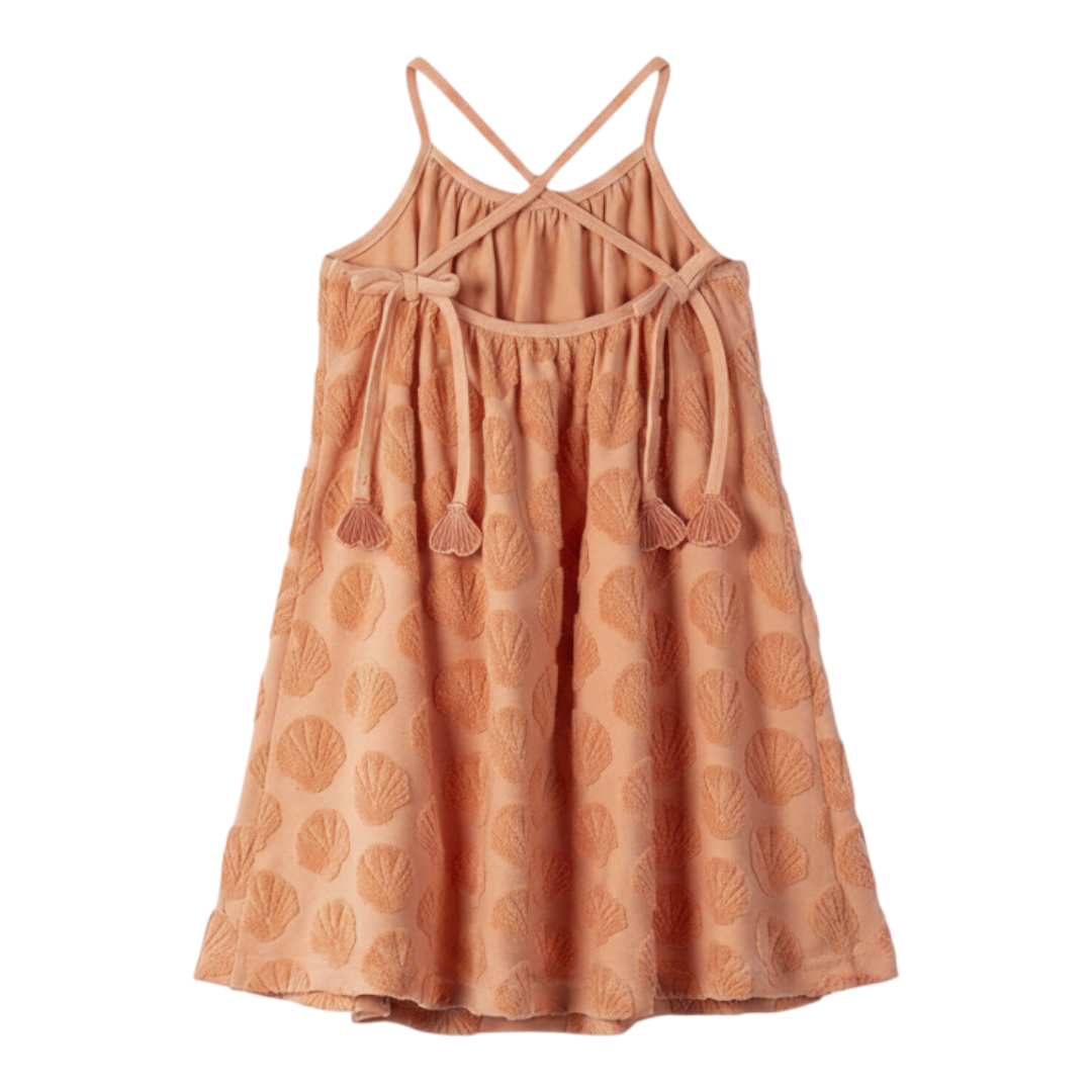 Girls Shell Coral Embossed Terry Dress