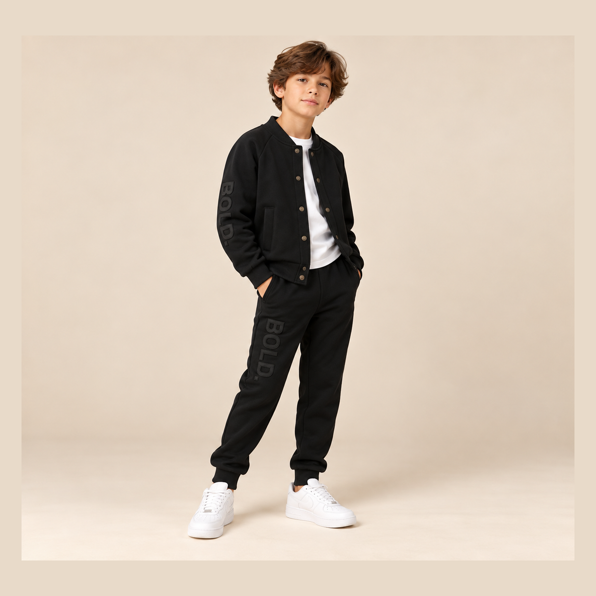 Kids Bomberjack Ultra Black - 12Y boy lookbook pose 1